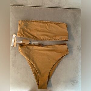 SKIMS swimsuit bikini bandeau top hight waist bottoms size M new with tags